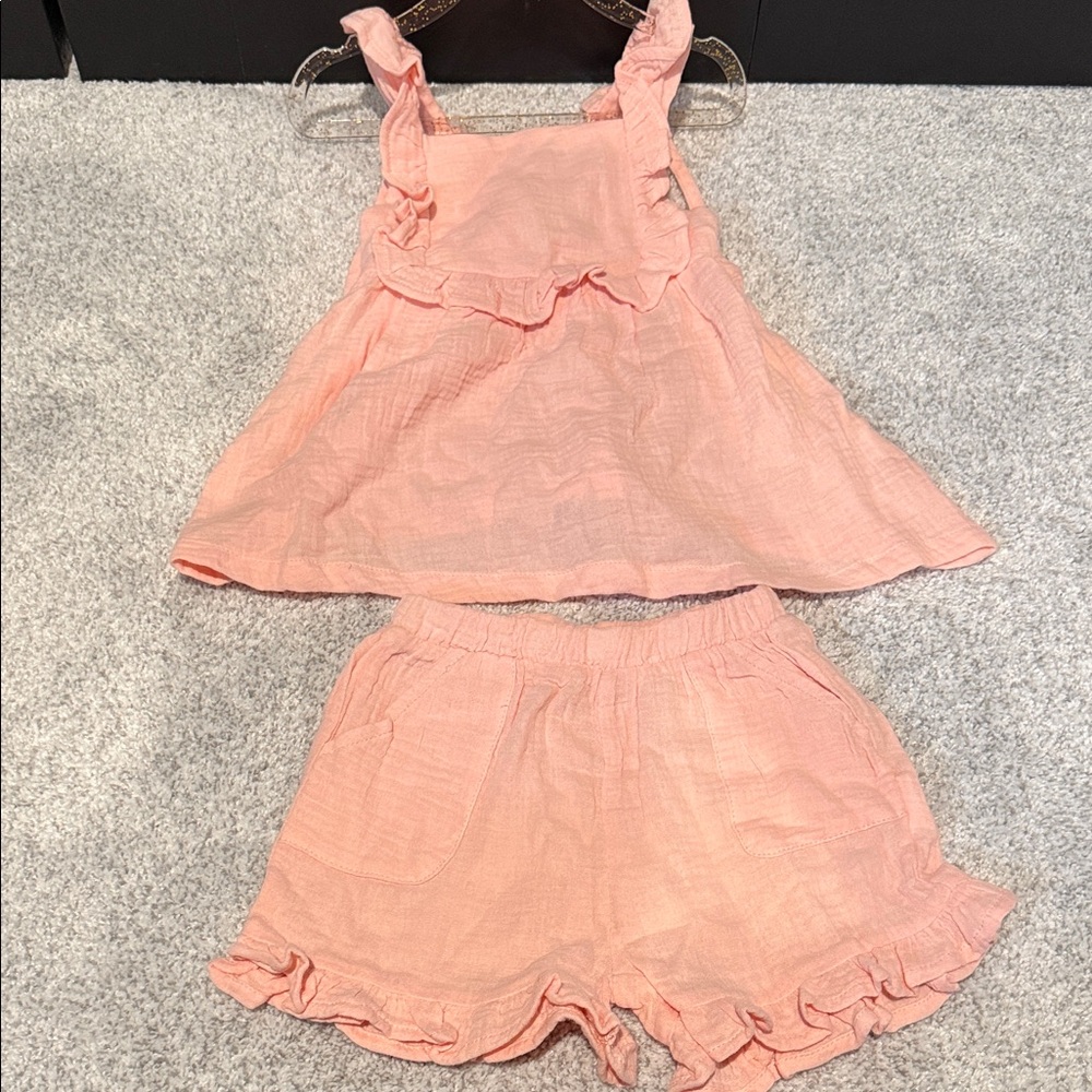 Abby & Evie Pink Ruffle Top and Shorts Set